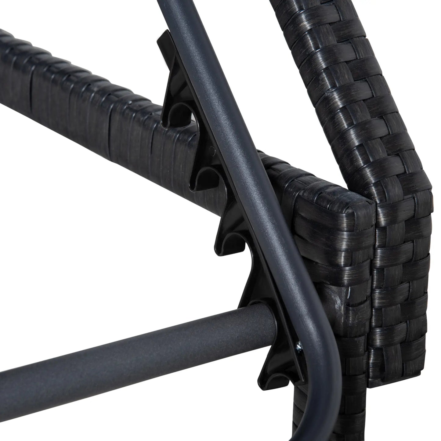 PE Rattan Chaise Lounger, Outdoor Recliner, 5-Level Backrest, 2 Wheels, Dark Blue Chaise Loungers at Gallery Canada