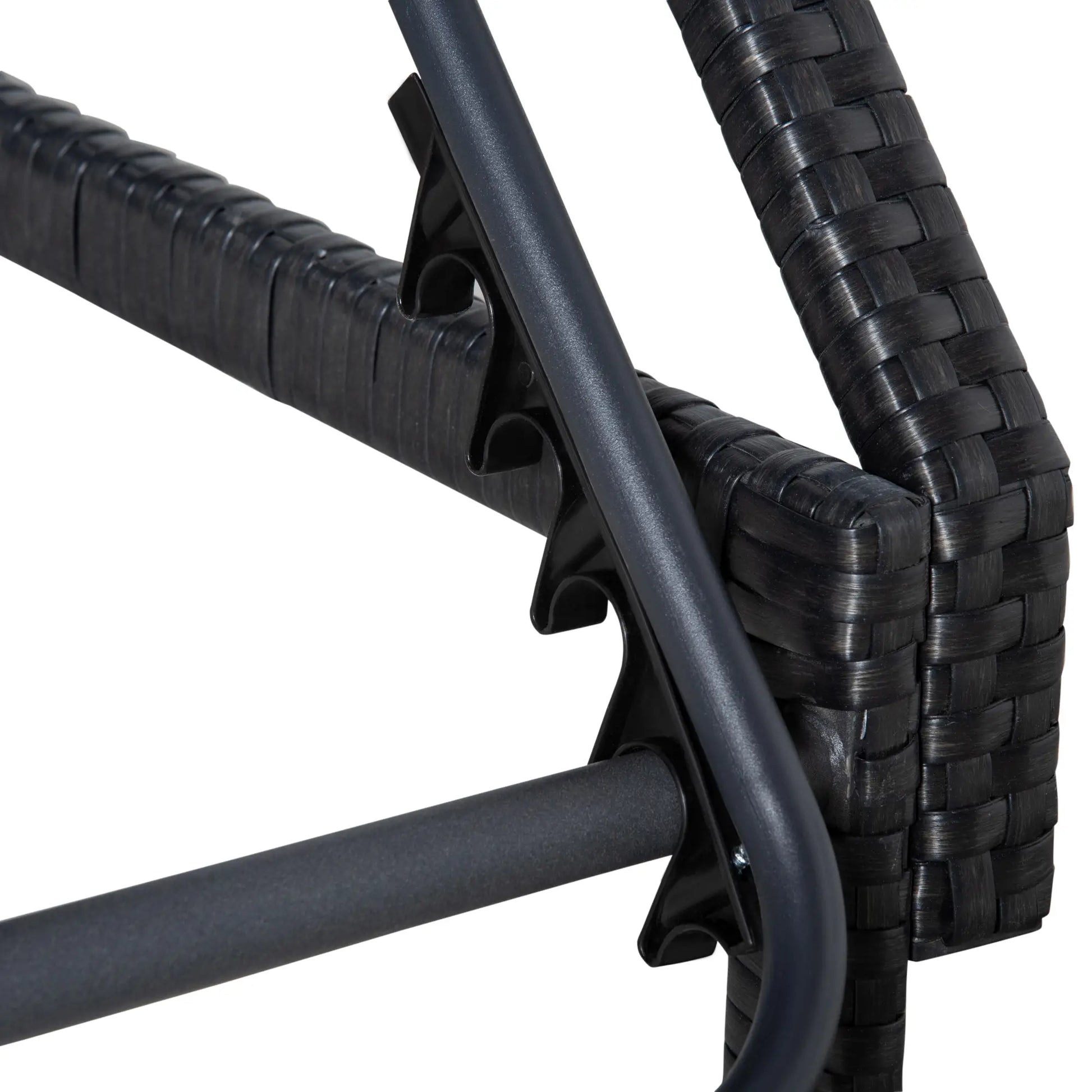 PE Rattan Chaise Lounger, Outdoor Recliner, 5-Level Backrest, 2 Wheels, Dark Blue Chaise Loungers at Gallery Canada