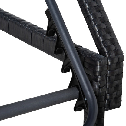 PE Rattan Chaise Lounger, Outdoor Recliner, 5-Level Backrest, 2 Wheels, Dark Blue Chaise Loungers at Gallery Canada