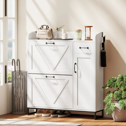 Farmhouse Shoe Storage Cabinet, Holds 12 Pairs, Adjustable Shelves, White Shoe Storage Cabinets & Racks at Gallery Canada