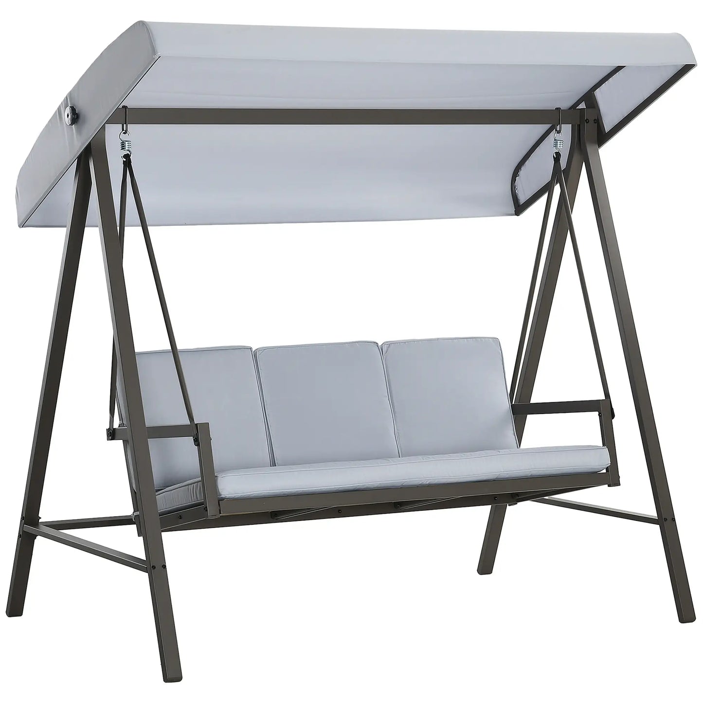 3 Seater Patio Swing Chair, Adjustable Canopy, Removable Cushions, Light Grey Patio Swings with Stand at Gallery Canada