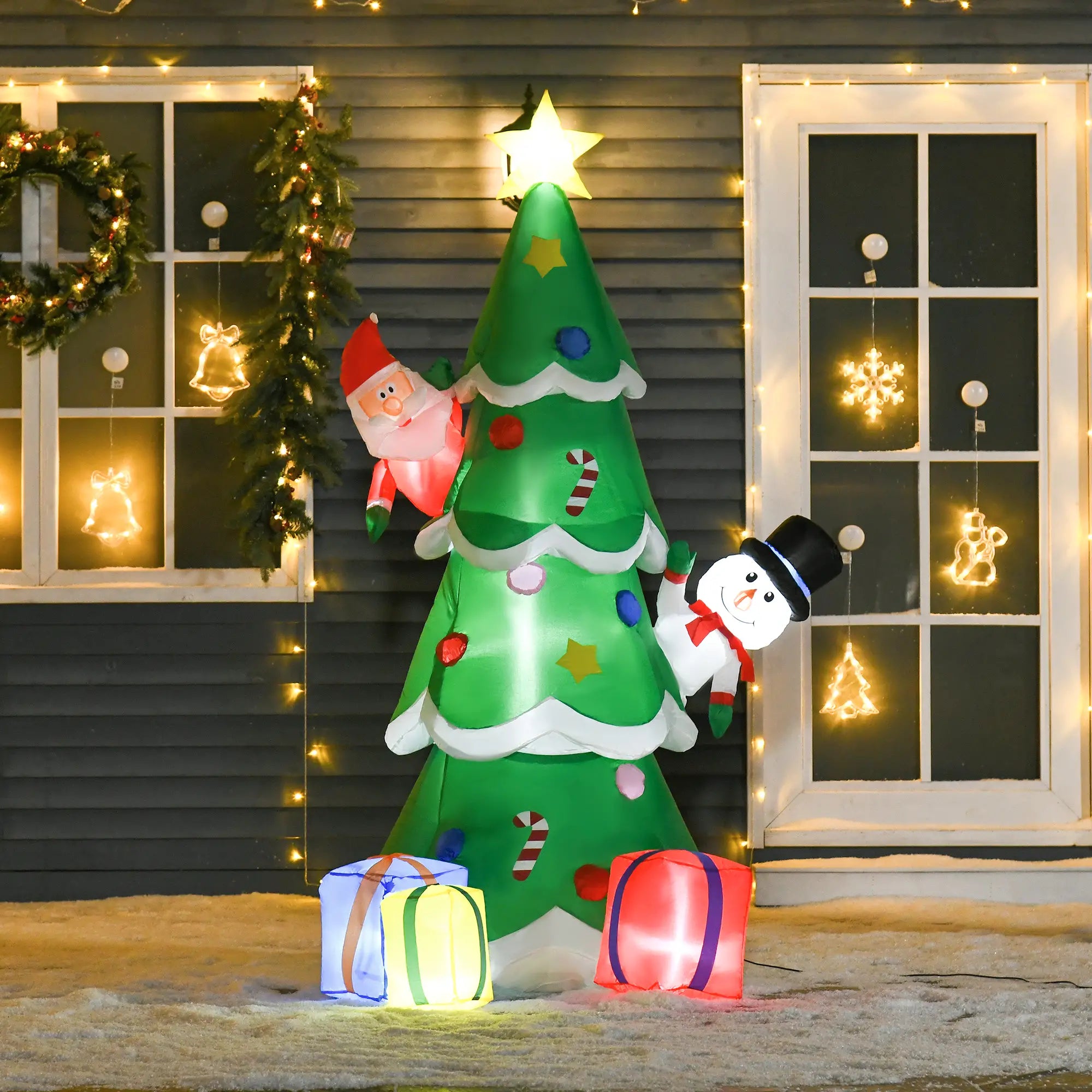 7 Feet Tall Christmas Inflatable Tree, LED Lighted with Santa, Snowman, Gift Box Christmas Inflatables at Gallery Canada