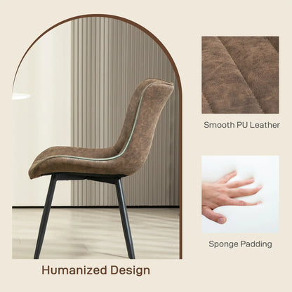 PU Leather Dining Chairs Set of 2, Steel Legs, Brown Dining Chairs at Gallery Canada