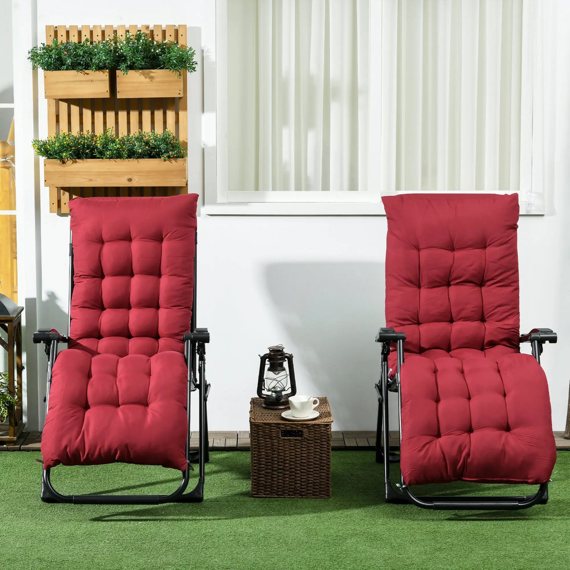 Folding Garden Chairs Set of 2, Reclining Zero Gravity, Wine Red Lounger Chairs at Gallery Canada