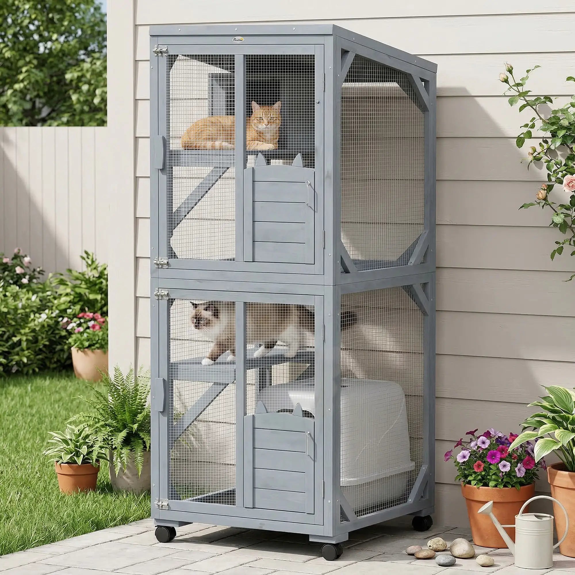 Movable Catio With Resting Box, 3 Jumping Platforms, Waterproof Roof Outdoor Cat Enclosures at Gallery Canada