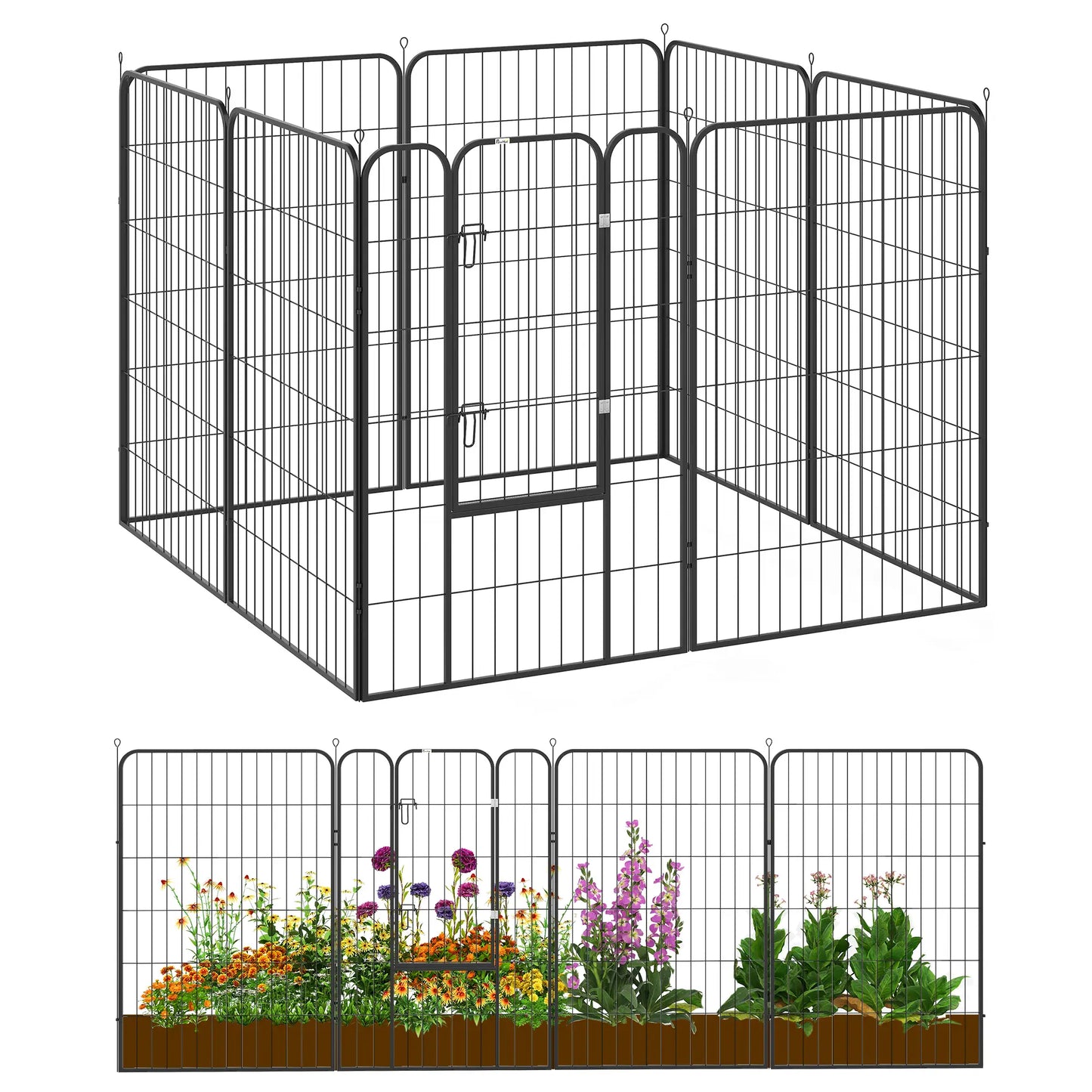 8 Panel Pet Playpen, Heavy Duty Metal, Foldable, Indoor Outdoor, 47"H Houses, Kennels & Pens at Gallery Canada