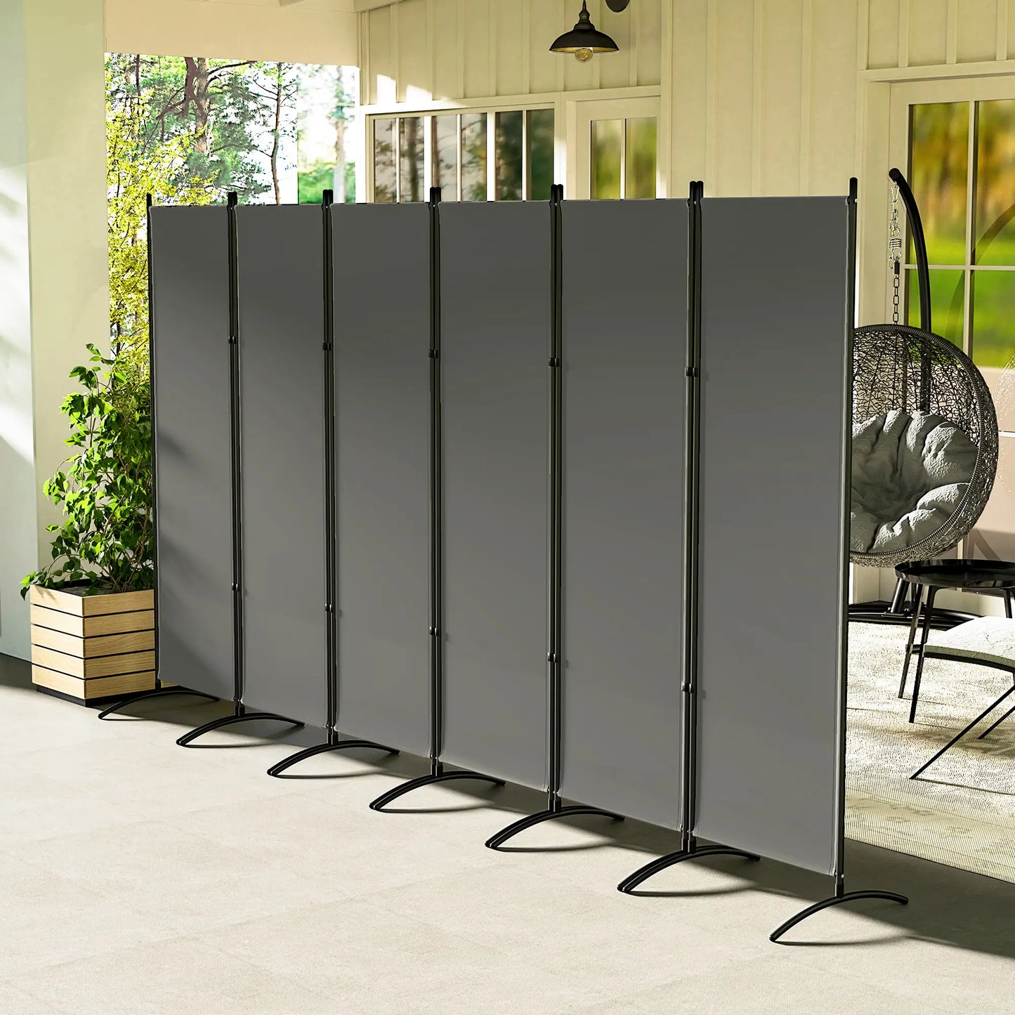 6 Panel Folding Room Divider, UV30+ Privacy Screen, Dark Grey Side Awnings at Gallery Canada