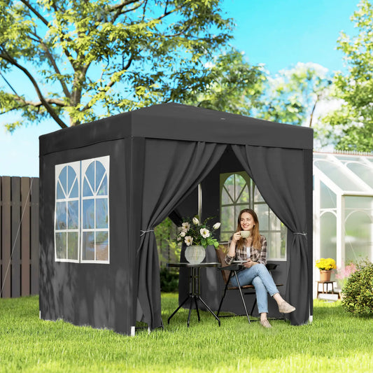 6.6'x6.6' Pop Up Canopy Tent, Instant Sun Shelter, Black Pop Up Canopies Black at Gallery Canada