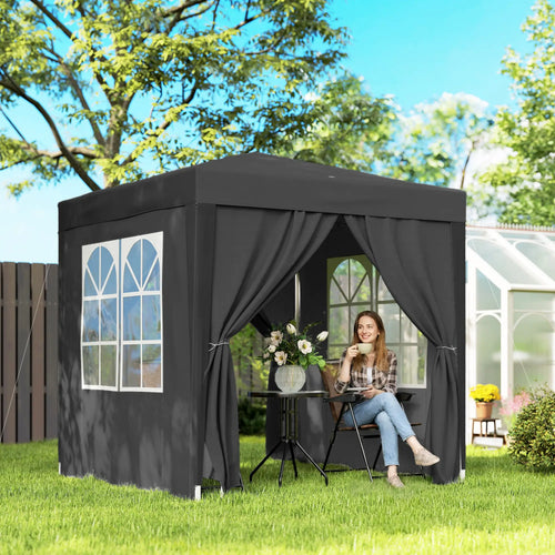 6.6'x6.6' Pop Up Canopy Tent, Instant Sun Shelter, Black