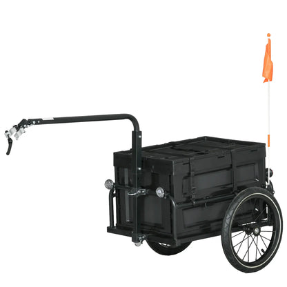 Steel Bike Trailer, Foldable Storage Box, Safe Reflectors, Max Load 88LBS, Black Bike Cargo Trailers Black at Gallery Canada