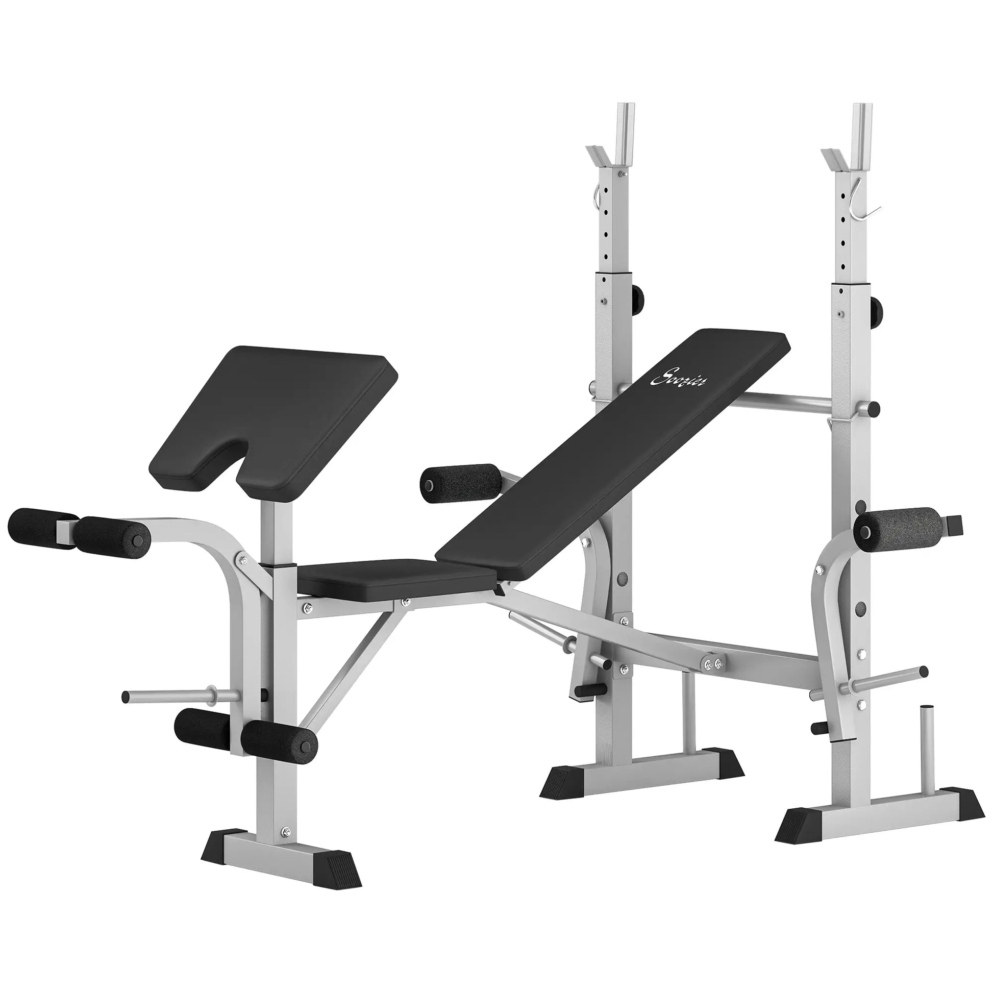 Adjustable Weight Bench, Squat Rack, Preacher Curl Pad, Leg Developer, Grey Weight Benches Grey at Gallery Canada