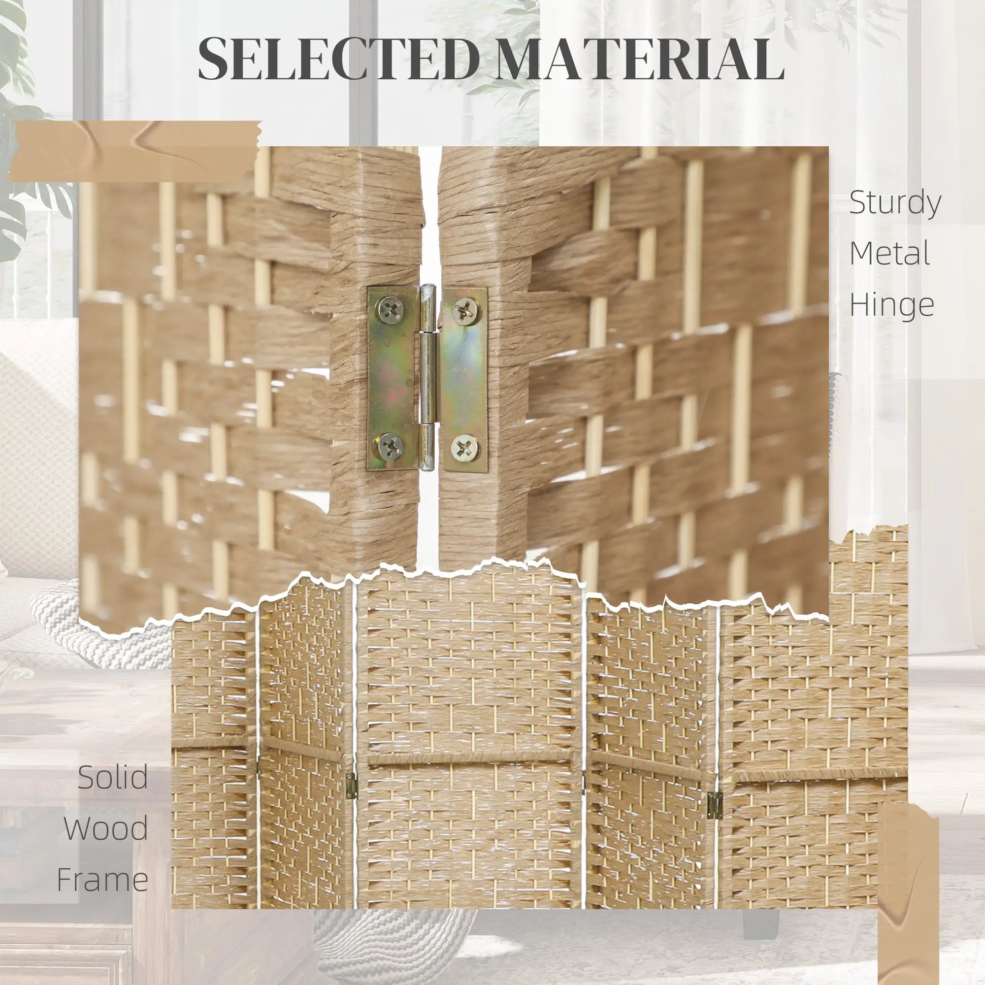 8 Panel Folding Room Divider, Portable Privacy Screen, Natural Room Dividers at Gallery Canada