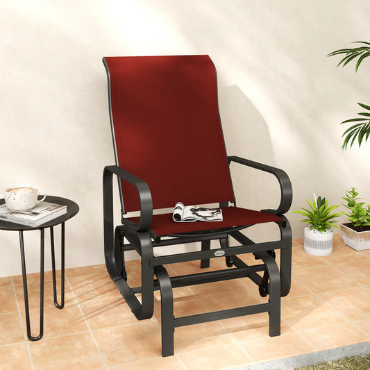 Outdoor Glider Chair, Breathable Mesh Fabric, Patio Garden Seat, Wine Red Outdoor Gliders Black, Wine Red at Gallery Canada