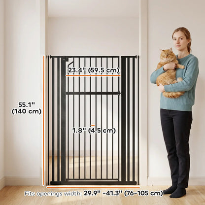 55" Extra Tall Pet Gate, 30-41" Wide, Adjustable, Pressure Mounted
