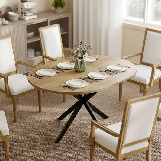 Extendable Dining Table, 39.5"-53", Natural Wood, Industrial Kitchen Table Dining Tables Natural Wood, Black at Gallery Canada