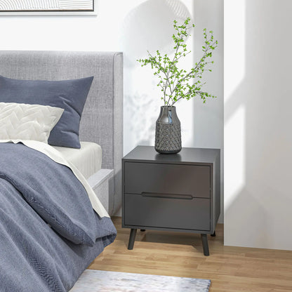 Modern Nightstand, Night Table with 2 Drawers, Bed End Table with Solid Wood Legs for Bedroom Bedside Tables at Gallery Canada