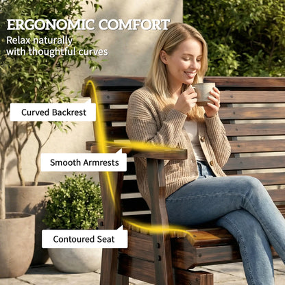 Outdoor Glider Bench, Wooden Glider Chair With 2 Cupholders Outdoor Gliders at Gallery Canada