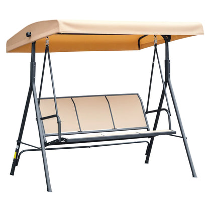 3-Seater Swing Chair, Covered Garden Hammock, A-Frame, Beige Patio Swings with Stand at Gallery Canada