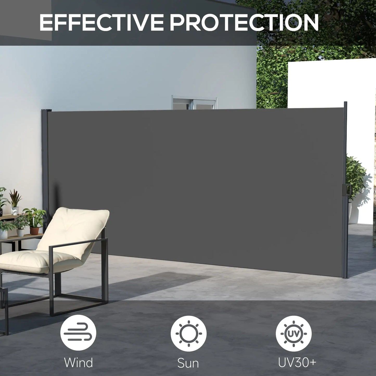 13' x 6' Retractable Side Awning, Outdoor Privacy Screen, Dark Grey Side Awnings at Gallery Canada