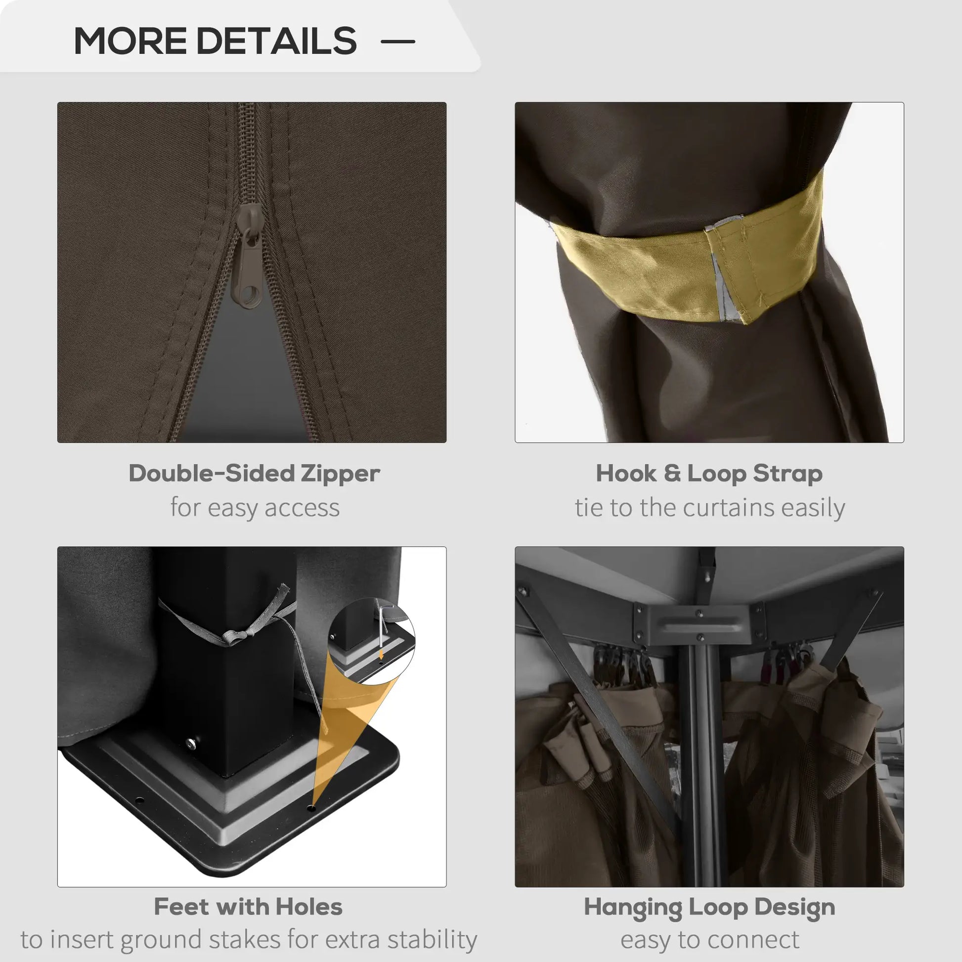 10' x 10' 2-Tier Gazebo Canopy Tent, Zippered Mesh Sidewalls, Aluminum Frame Gazebos at Gallery Canada