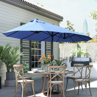 15ft Double-Sided Patio Umbrella, Twin Canopy, Crank, Blue Sun Umbrellas at Gallery Canada