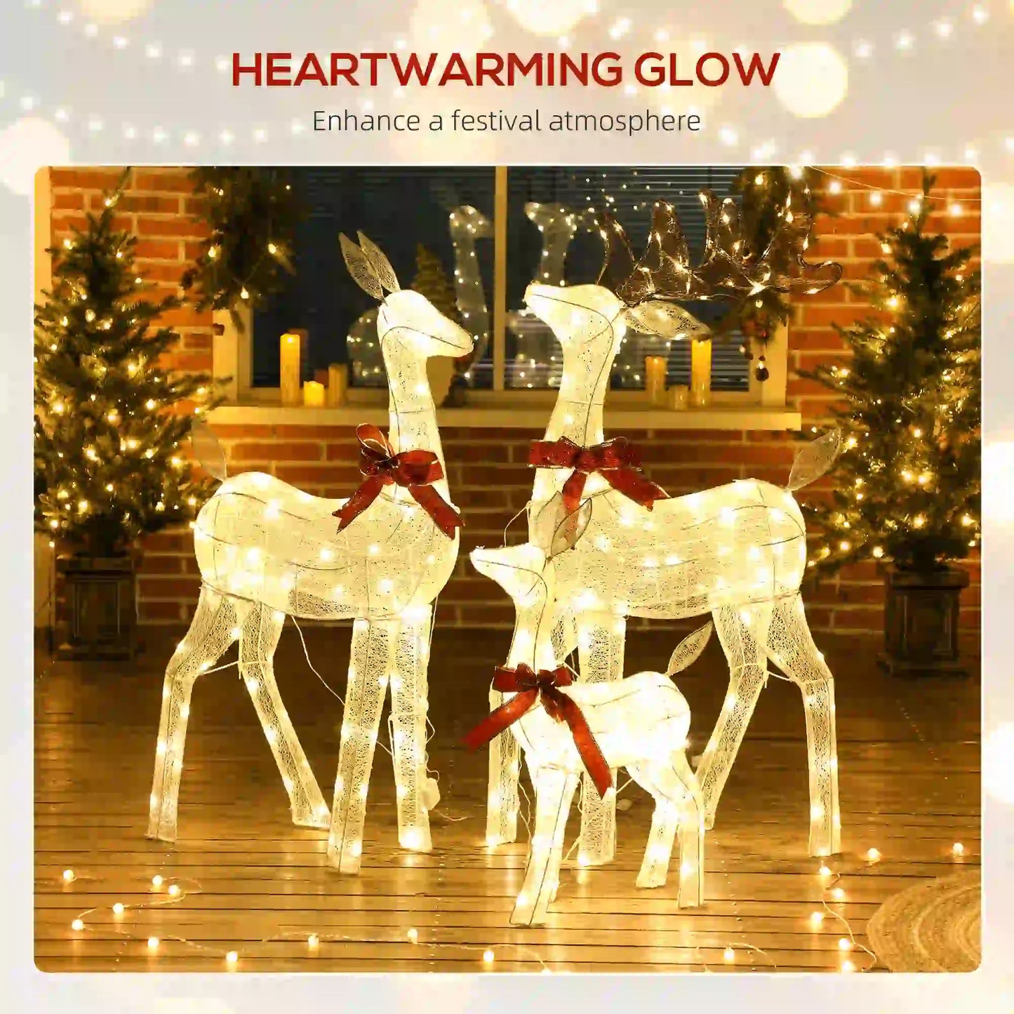 3 Piece Lighted Christmas Reindeer Family, 55 Inch LED Outdoor Decor Christmas Decorations at Gallery Canada