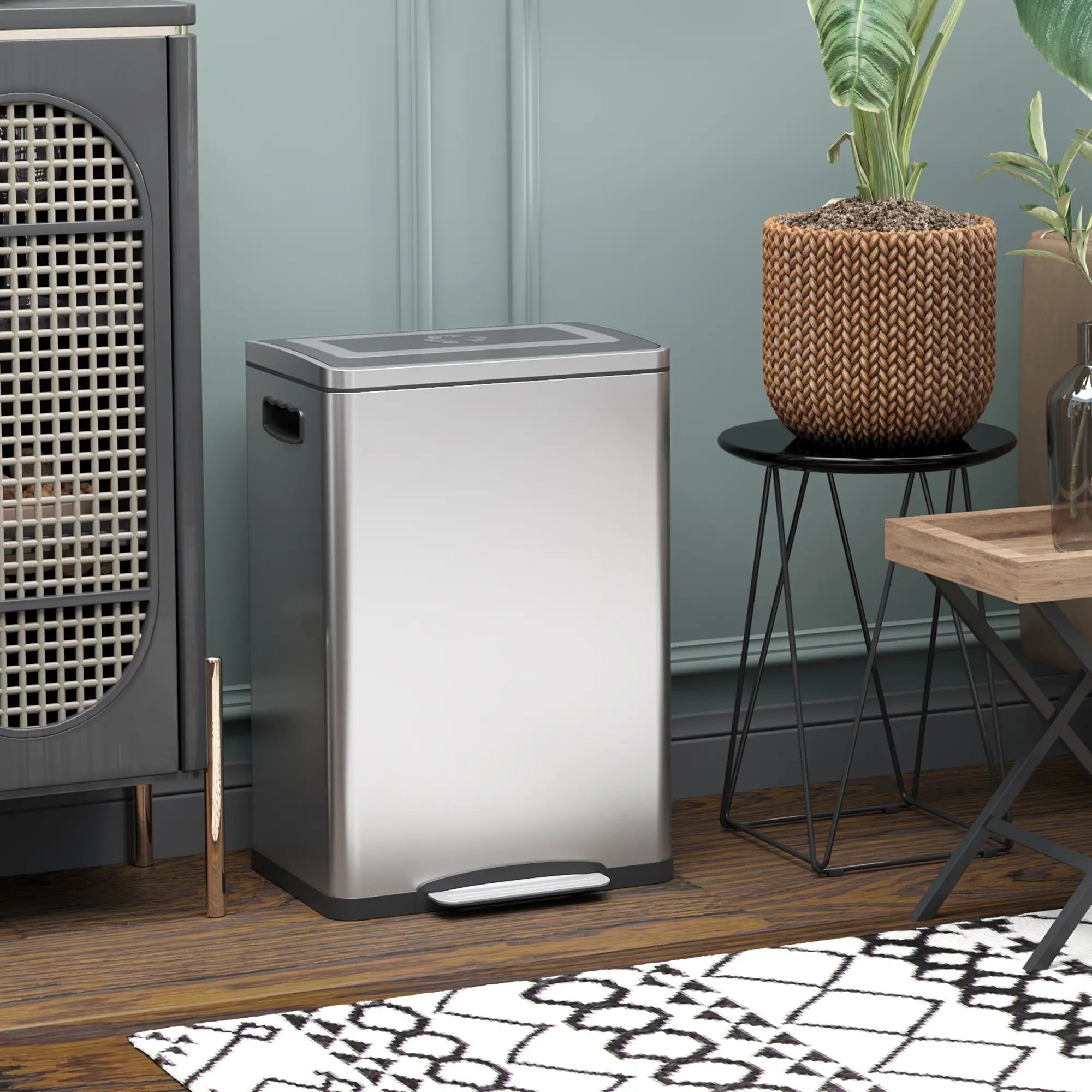 2 x 20 Liter Garbage Bin, Stainless Steel, Soft-Close Lid, Removable Bucket, Silver Household Supplies at Gallery Canada