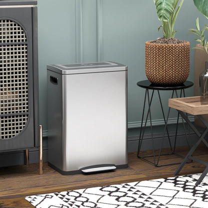 2 x 20 Liter Garbage Bin, Stainless Steel, Soft-Close Lid, Removable Bucket, Silver Household Supplies at Gallery Canada