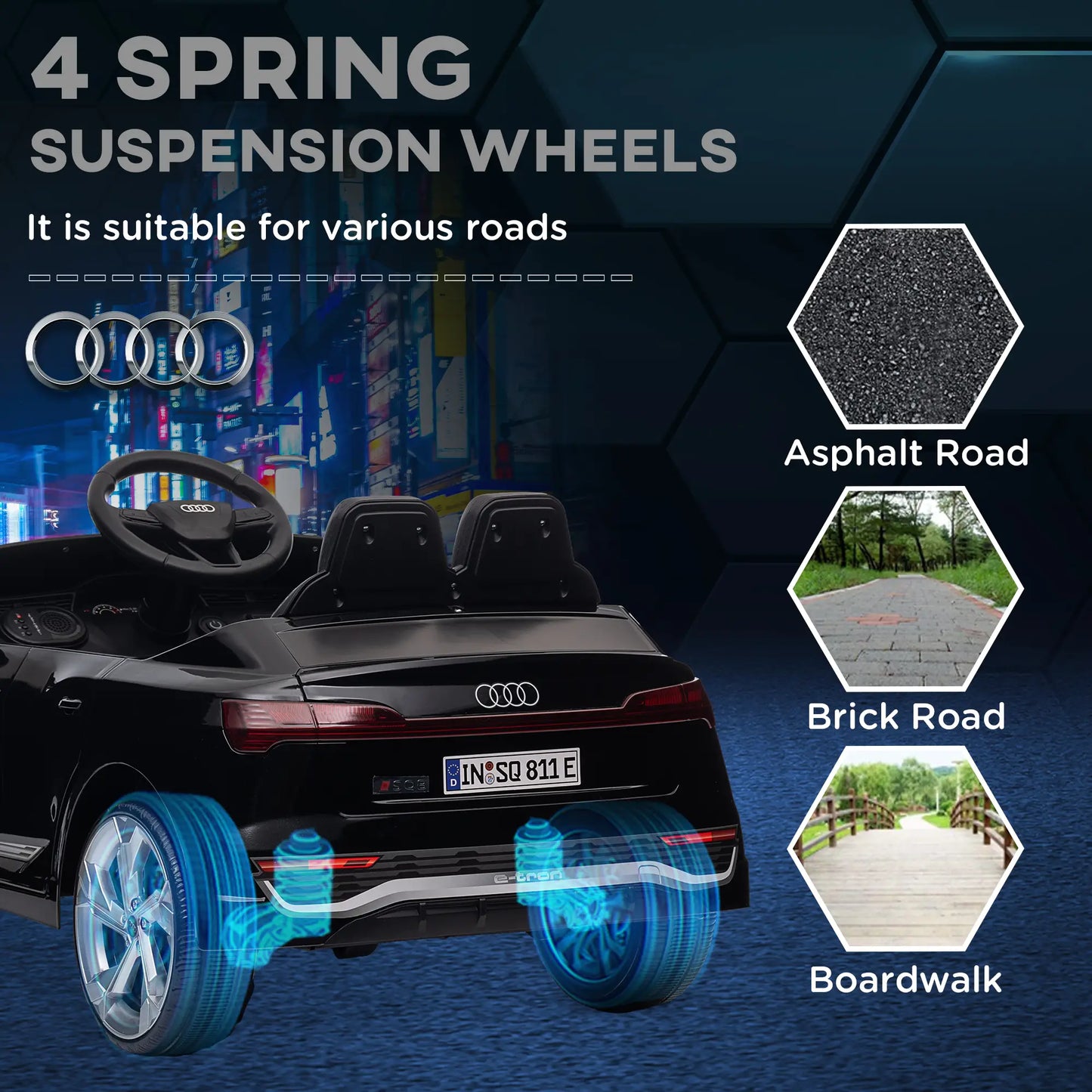 12V Kids Electric Car, Audi Q8 E-Tron Sportback, Remote Control, Black Electric Toy Cars at Gallery Canada