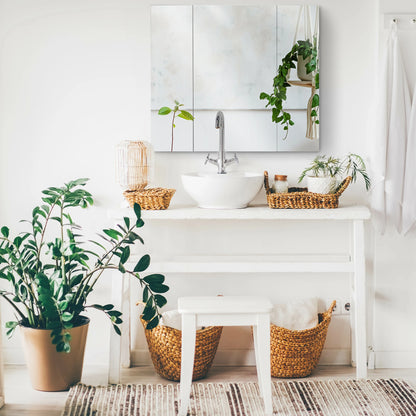 28" x 24" Wall Mounted Mirror Cabinet, 3 Doors, Adjustable Shelves, White Mirror Medicine Cabinets at Gallery Canada