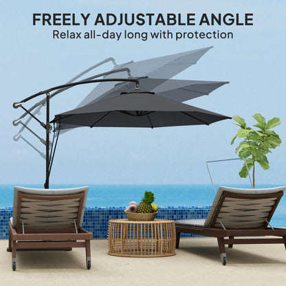 9.5' Cantilever Umbrella, Wind Protection, Crank, Cross Base, UPF 50+, Grey Offset Cantilever Umbrellas at Gallery Canada