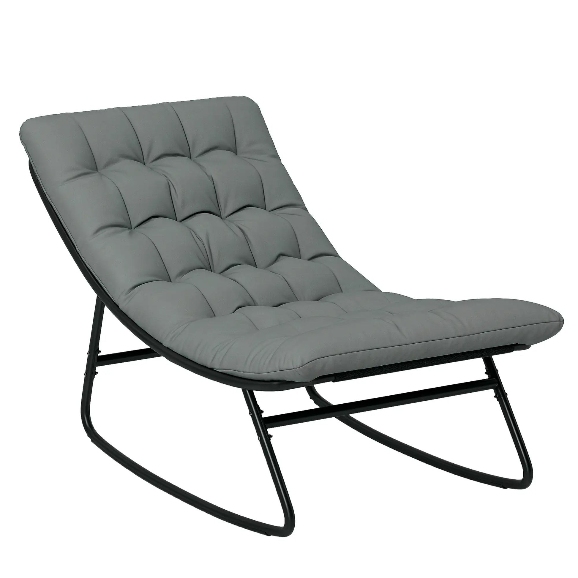Outdoor Rocking Chair with Cushion, Steel Frame, Grey Outdoor Rocking Chairs at Gallery Canada