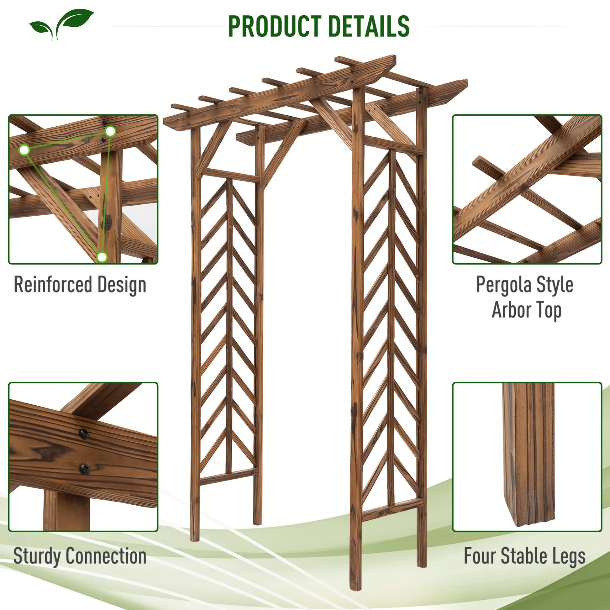 79" Arched Plant Trellis, Pergola Style Roof, Fir Wood Frame Garden Arches at Gallery Canada