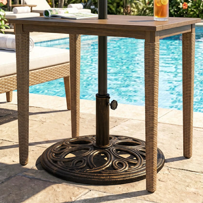 Round Cast Iron Umbrella Base Stand, Outdoor, Fit Dia. 1.5", 2" Pole, Bronze Umbrella Bases at Gallery Canada