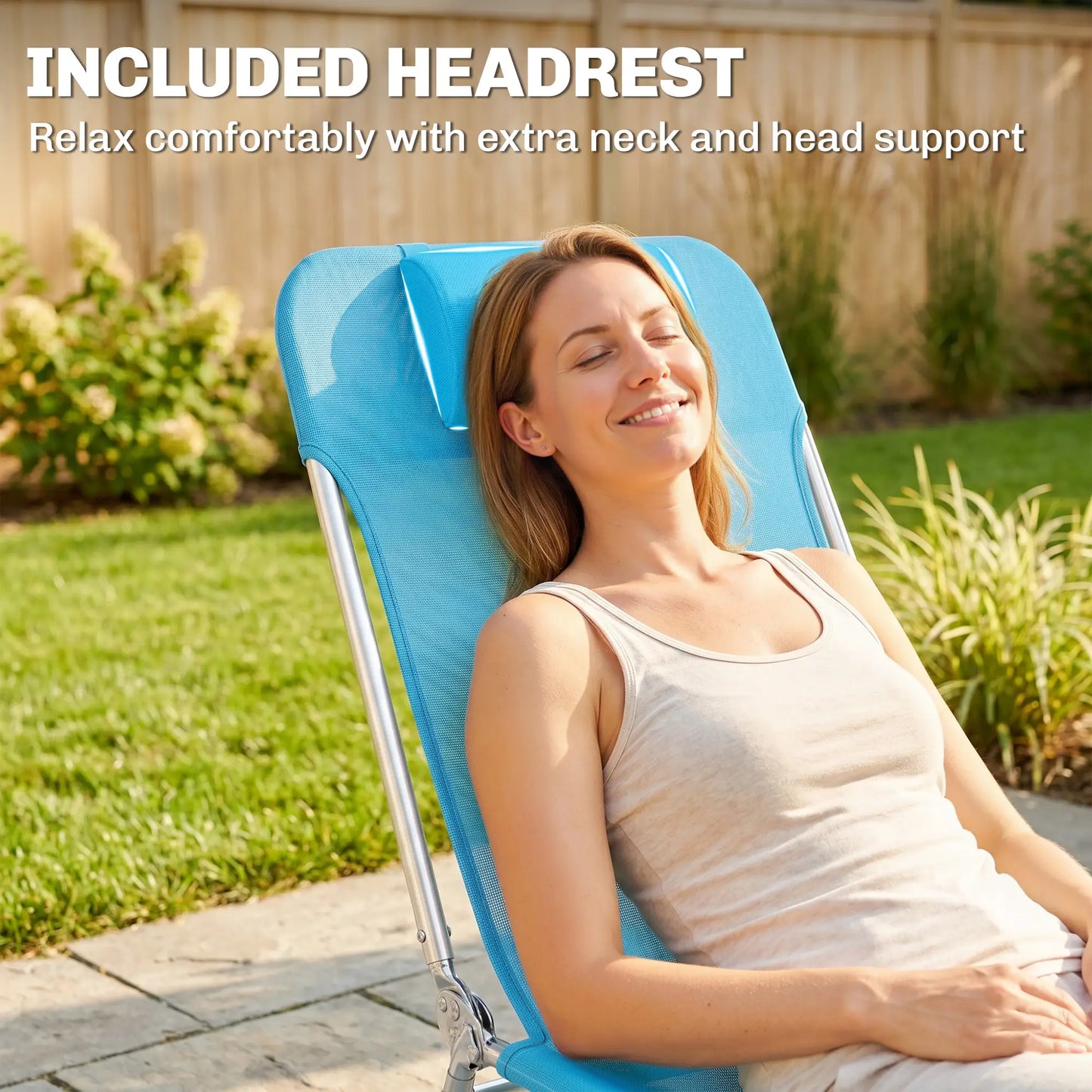 Folding Chaise Lounge Chairs Set of 2, Outdoor Reclining, Blue Lounger Chairs at Gallery Canada