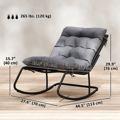 Oversized Rocking Patio Chair, 25" Extra Wide Mesh Seat, Dark Grey Outdoor Rocking Chairs at Gallery Canada