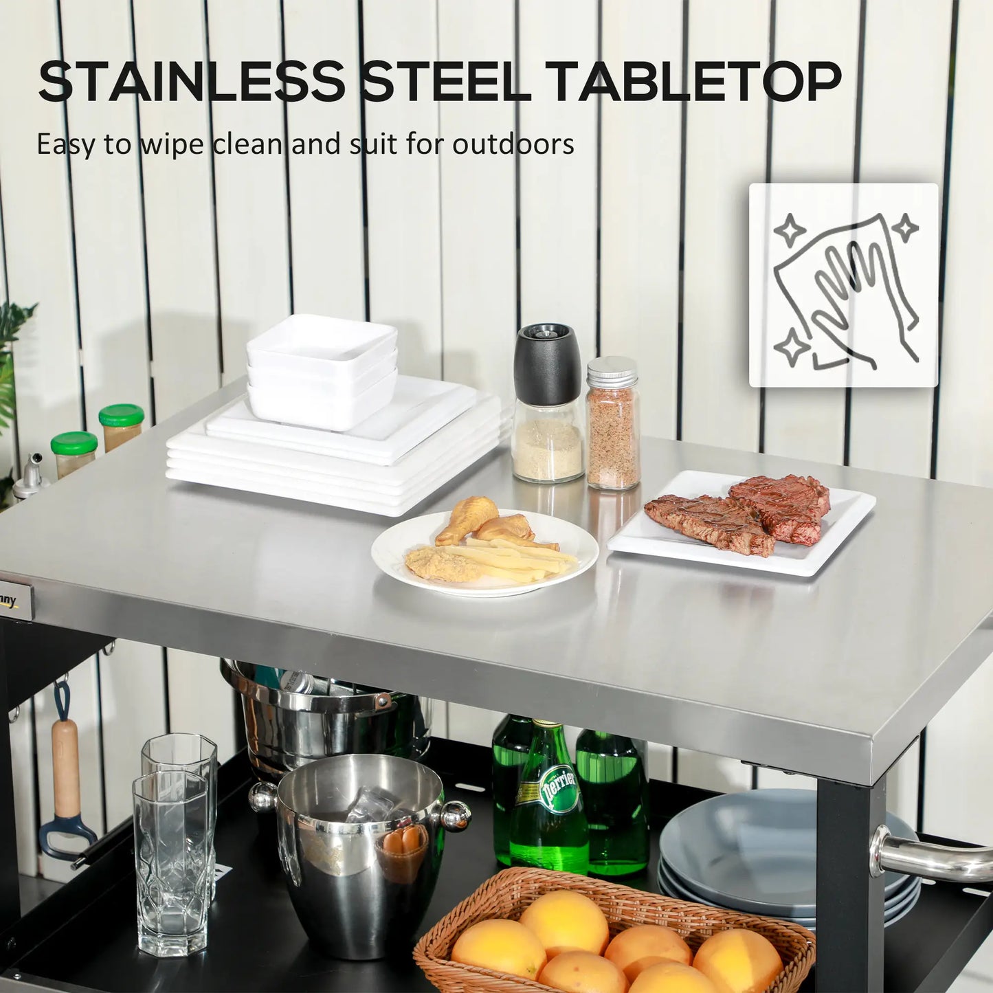 3-Shelf Outdoor Grill Cart, Stainless Steel Pizza Oven Stand On Wheels, Black Outdoor Grill Carts at Gallery Canada