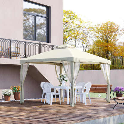 10' x 10' Patio Gazebo, Steel Frame, Mosquito Netting, Cream White Gazebos at Gallery Canada