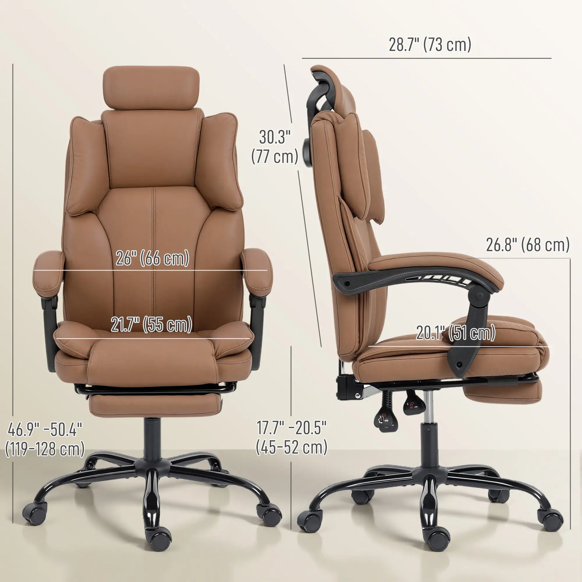 Reclining Office Chair, Executive Desk Chair, Headrest, Footrest, Brown Executive & Manager Chairs at Gallery Canada