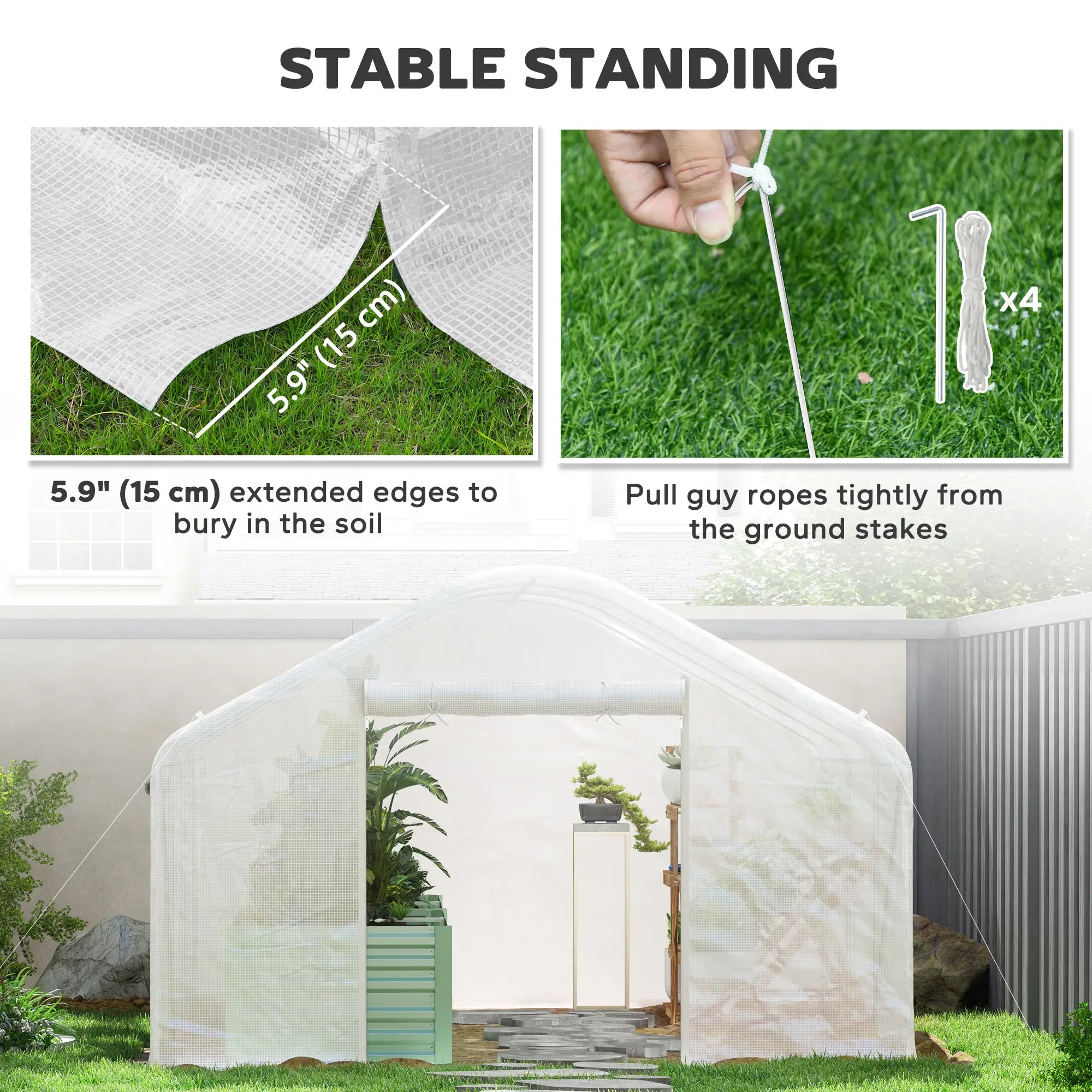 Walk-in Tunnel Greenhouse, Galvanized Steel Frame, 13' x 10' x 6.5', White Tunnel Greenhouses at Gallery Canada