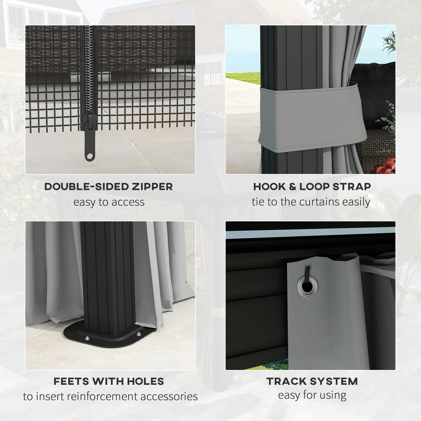 10' x 12' Hardtop Gazebo, Sun Shelter, Metal Roof, Mosquito Net, Light Grey Gazebos at Gallery Canada