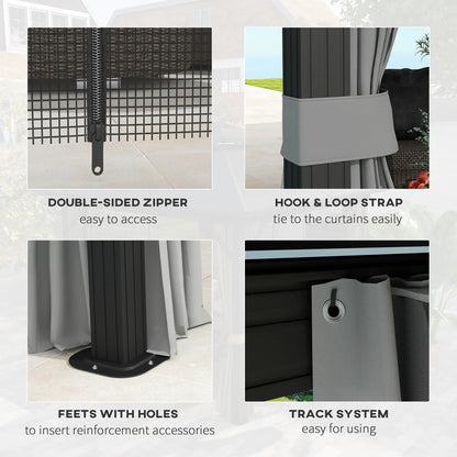 10' x 12' Hardtop Gazebo, Sun Shelter, Metal Roof, Mosquito Net, Light Grey Gazebos at Gallery Canada