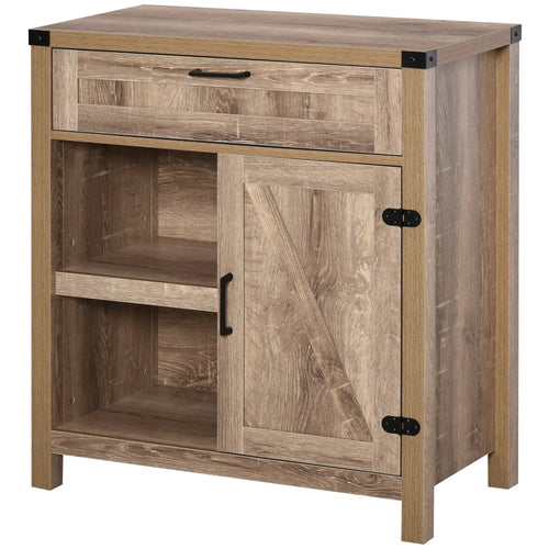 Rustic Barn Door Storage Cabinet, Modern Farmhouse Buffet Sideboard, Light Oak