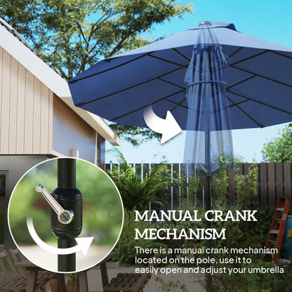 15ft Double-Sided Patio Umbrella, Twin Canopy, Crank, Blue Sun Umbrellas at Gallery Canada