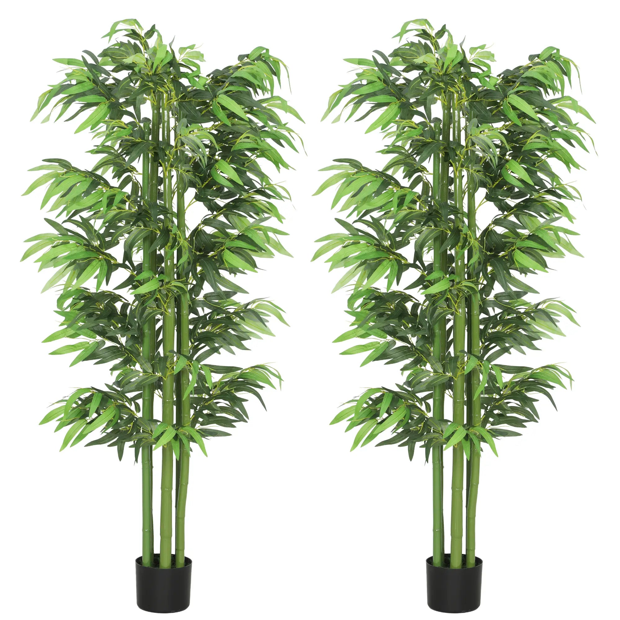 6FT Artificial Bamboo Trees Set of 2, Fake Plants with Nursery Pot Artificial Trees Green at Gallery Canada