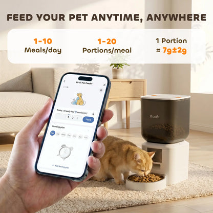Distributeur automatique de nourriture pour chat intelligent 8L, contrôle via application WiFi