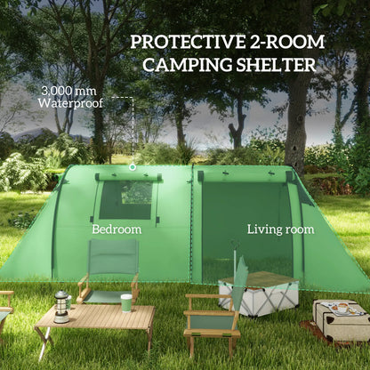 3-4 Person Camping Tent, 2 Rooms, 3000mm Waterproof, Dark Green Camping Tents at Gallery Canada
