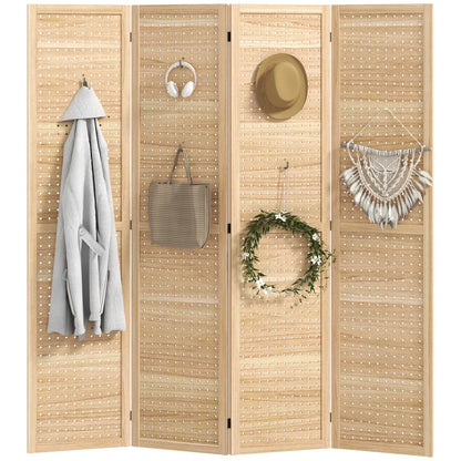 5.6 Ft. 4-Panel Room Divider, Freestanding Privacy Screen, Natural Room Dividers at Gallery Canada