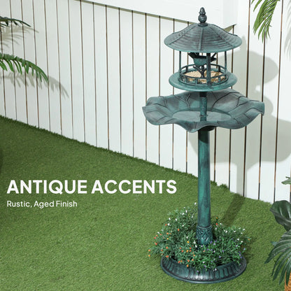 3-in-1 Garden Bird Bath Bowl, Large Water Basin, Feeder, Flower Planter, Green Garden Decor at Gallery Canada