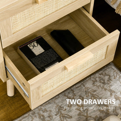 Boho Nightstand Set of 2, Side Table with 2 Drawers, Living Room, Bedroom Bedside Tables at Gallery Canada